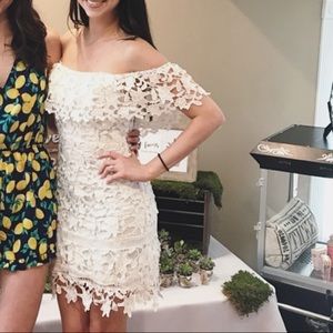 ASTR the label lace off the shoulder dress